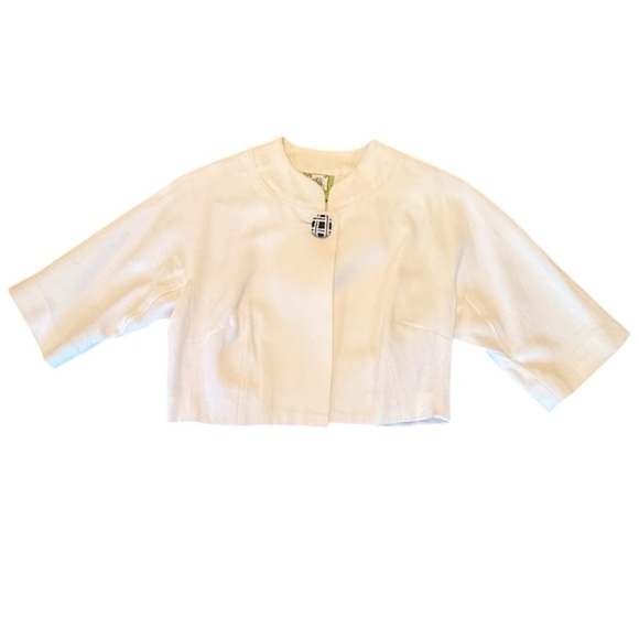 NWOT Elizabeth McKay White Cropped Poplin Jacket Size 2/XS MSRP $225 - Picture 1 of 9